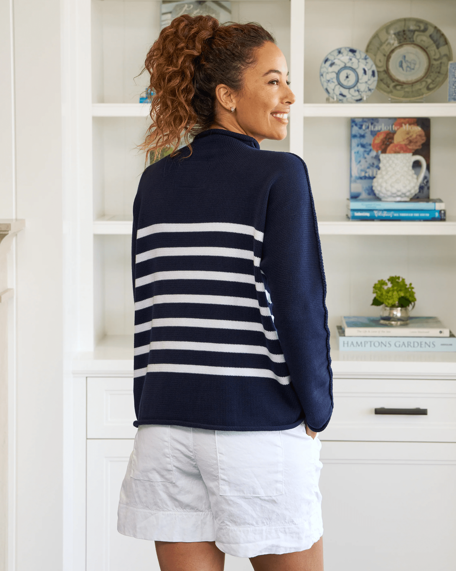 Frank & Eileen Monterey Sweater in Navy w/ White Stripe