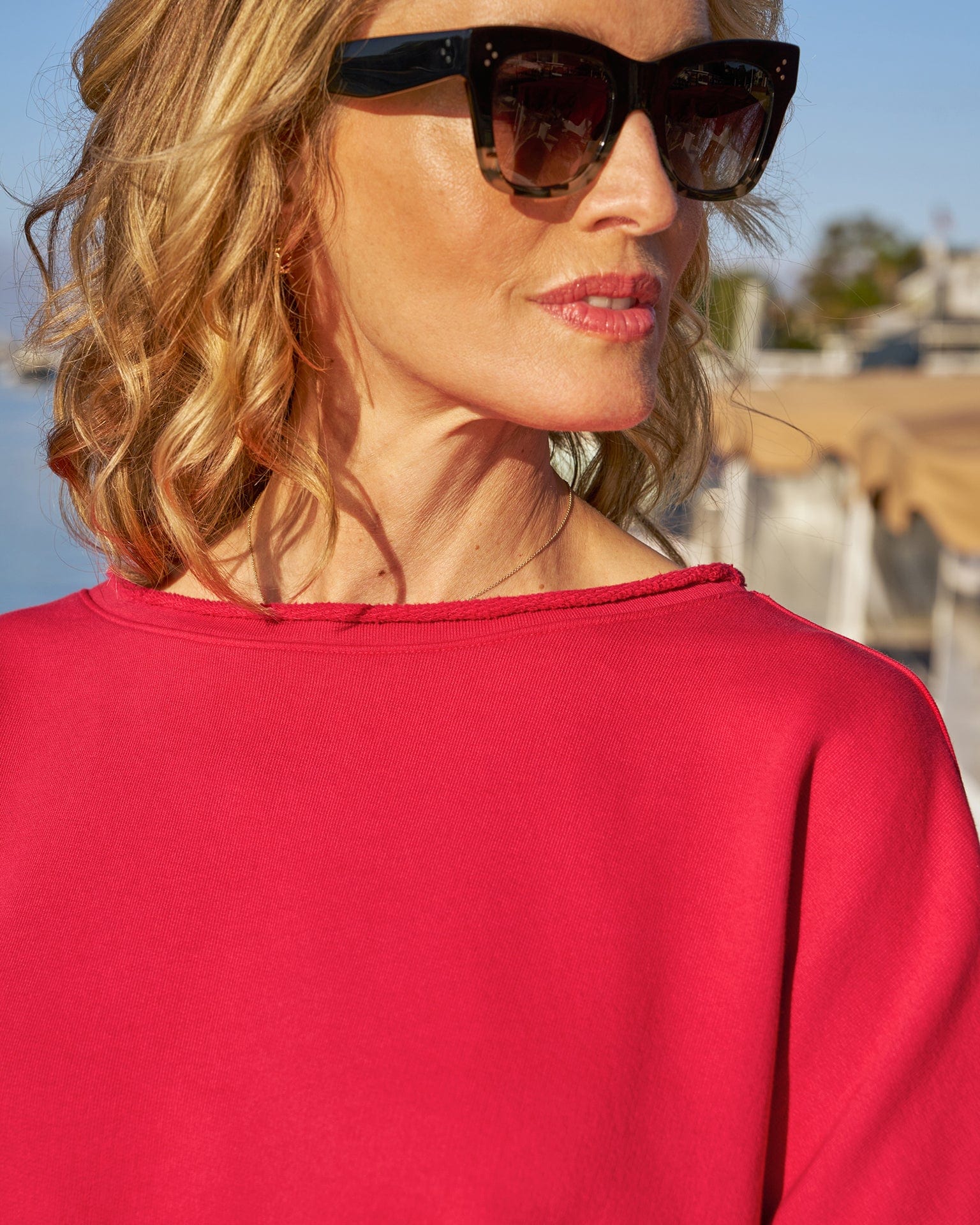 Frank & Eileen Olive Capelet in Double Decker Red