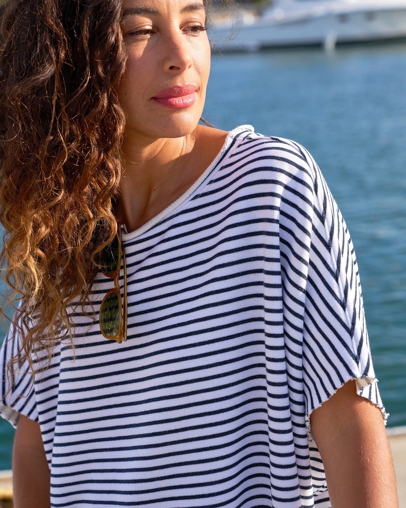 Frank & Eileen Olive Original Capelet in White & British Royal Navy