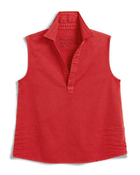 Frank & Eileen Olivia Sleeveless Polo Shirt in Cherry 3 - Bliss Boutiques