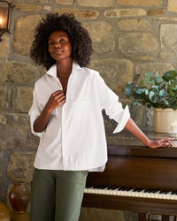 Frank & Eileen Oona Continuous Button Up Shirt in White Superluxe