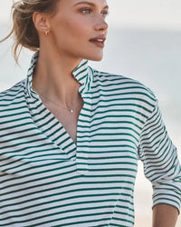 Frank & Eileen Patrick - Heritage Jersey in Green & White Stripe 2 - Bliss Boutiques