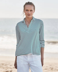 Frank & Eileen Patrick - Heritage Jersey in Green & White Stripe 1 - Bliss Boutiques