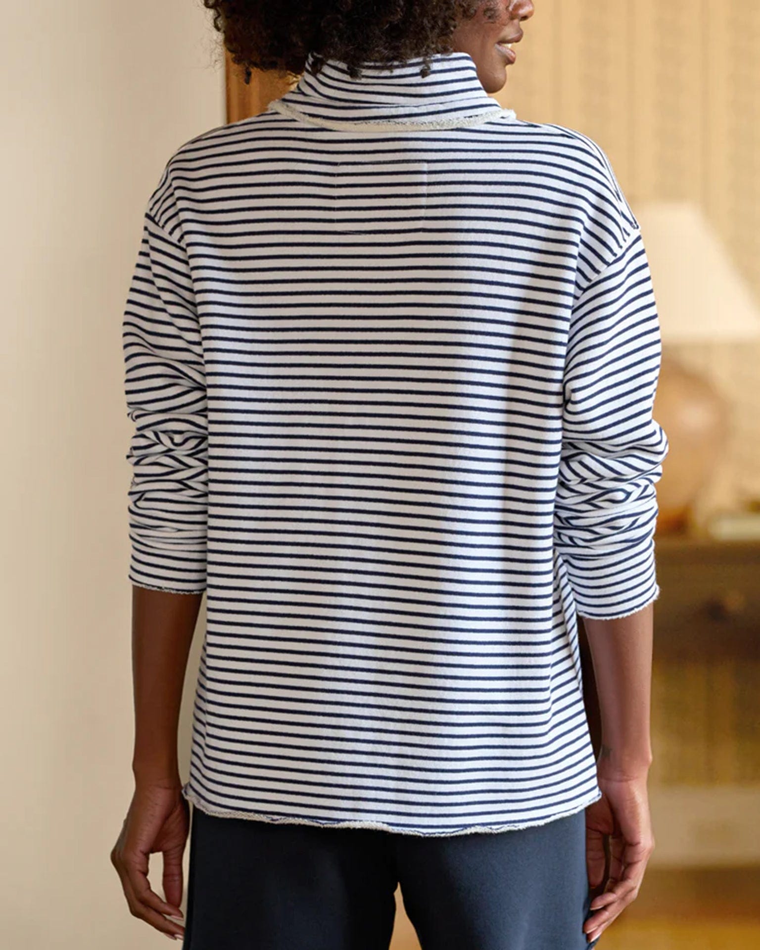 Frank & Eileen Patrick Popover Henley in White & British Royal Navy Triple Fleece