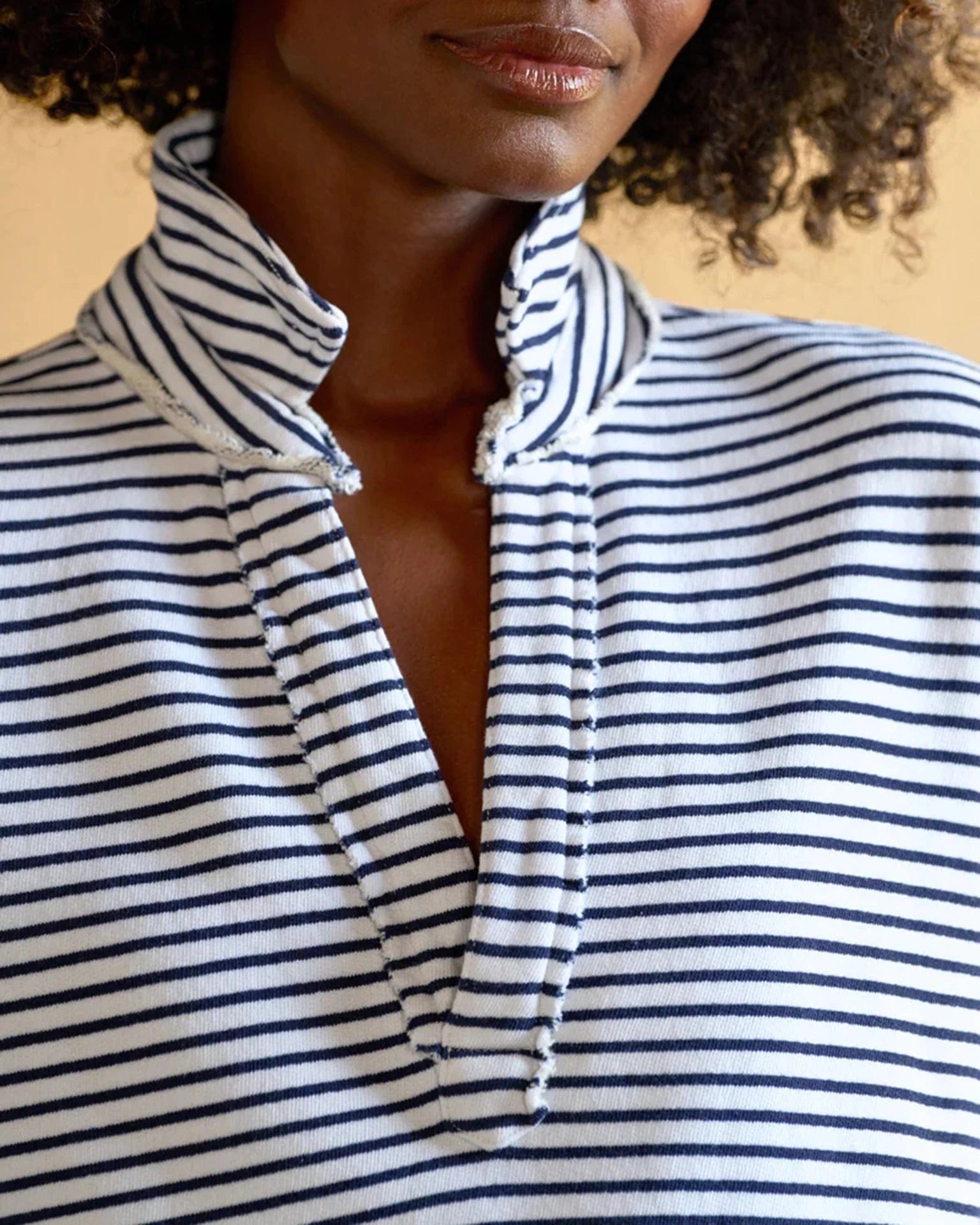 Frank & Eileen Patrick Popover Henley in White & British Royal Navy Triple Fleece