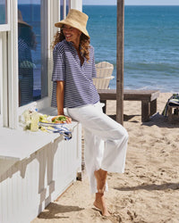 Frank & Eileen Patty - Popover SS Henley in Yacht Stripe 2 - Bliss Boutiques