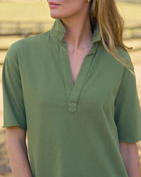 Frank & Eileen Patty - SS Popover Henley in Nori 3 - Bliss Boutiques