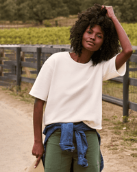 Frank & Eileen Perry - French Terry Crew SS Tee in Vintage White 1 - Bliss Boutiques
