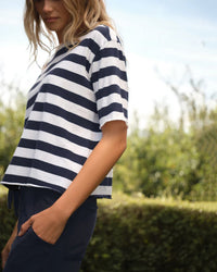 Frank & Eileen Perry - SS Crew Tee in Nautical Stripe 2 - Bliss Boutiques
