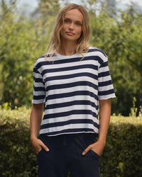 Frank & Eileen Perry - SS Crew Tee in Nautical Stripe 1 - Bliss Boutiques