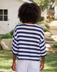 Frank & Eileen Presley- Oversized Crop SS Tee in Nautical Stripe 4 - Bliss Boutiques