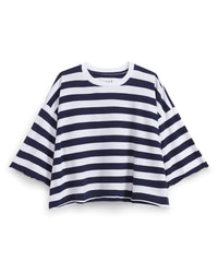 Frank & Eileen Presley- Oversized Crop SS Tee in Nautical Stripe 5 - Bliss Boutiques