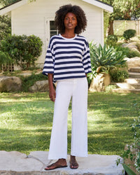Frank & Eileen Presley- Oversized Crop SS Tee in Nautical Stripe 2 - Bliss Boutiques