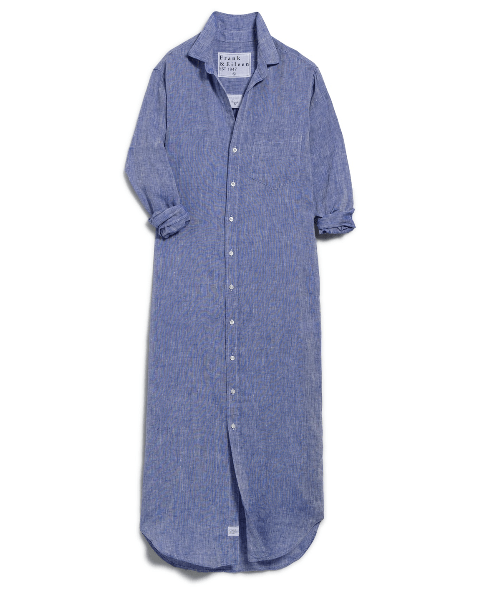 Frank & Eileen Rory Maxi Shirtdress in Darker Blue Linen