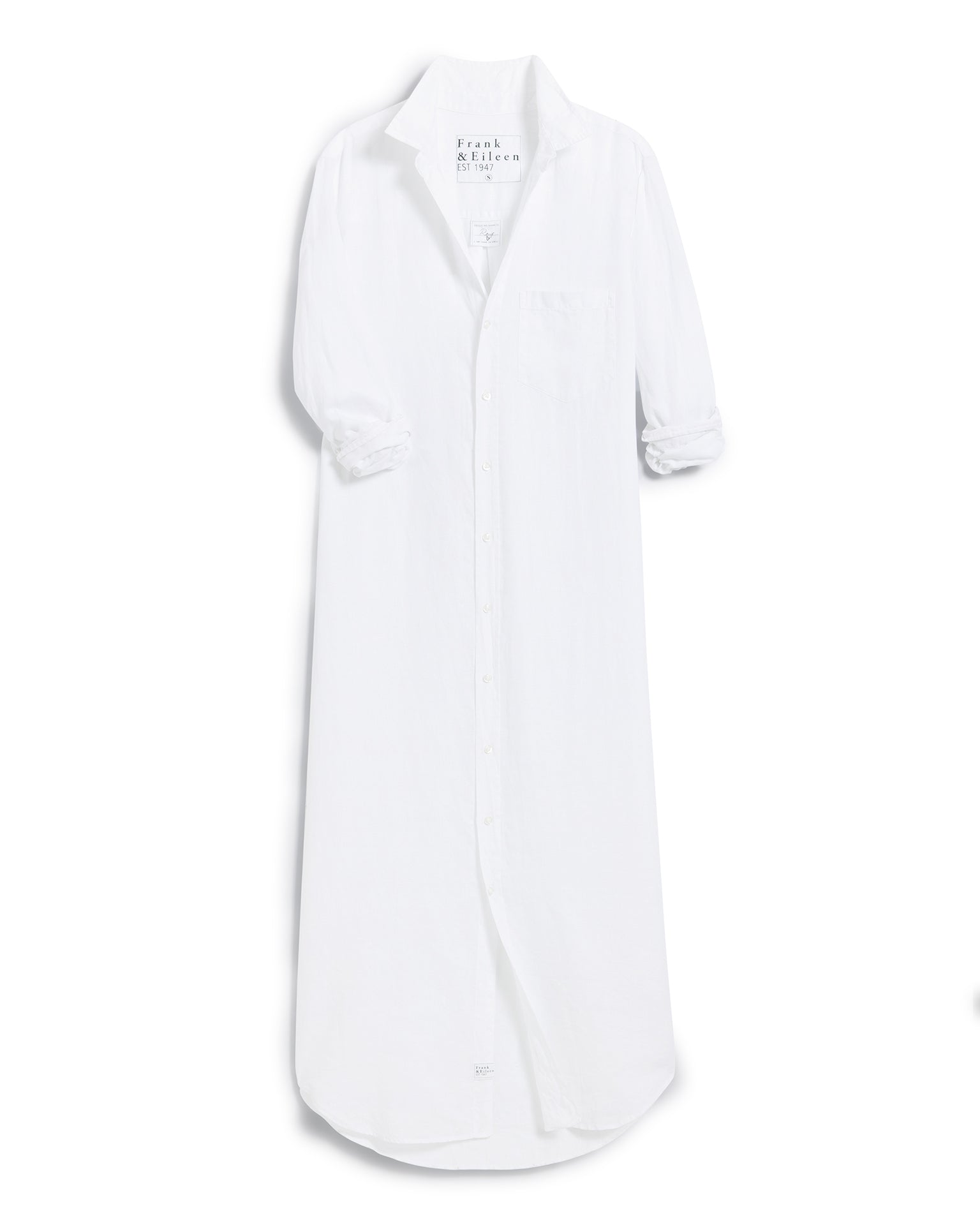 Frank & Eileen Rory Maxi Shirtdress Washed Linen in White