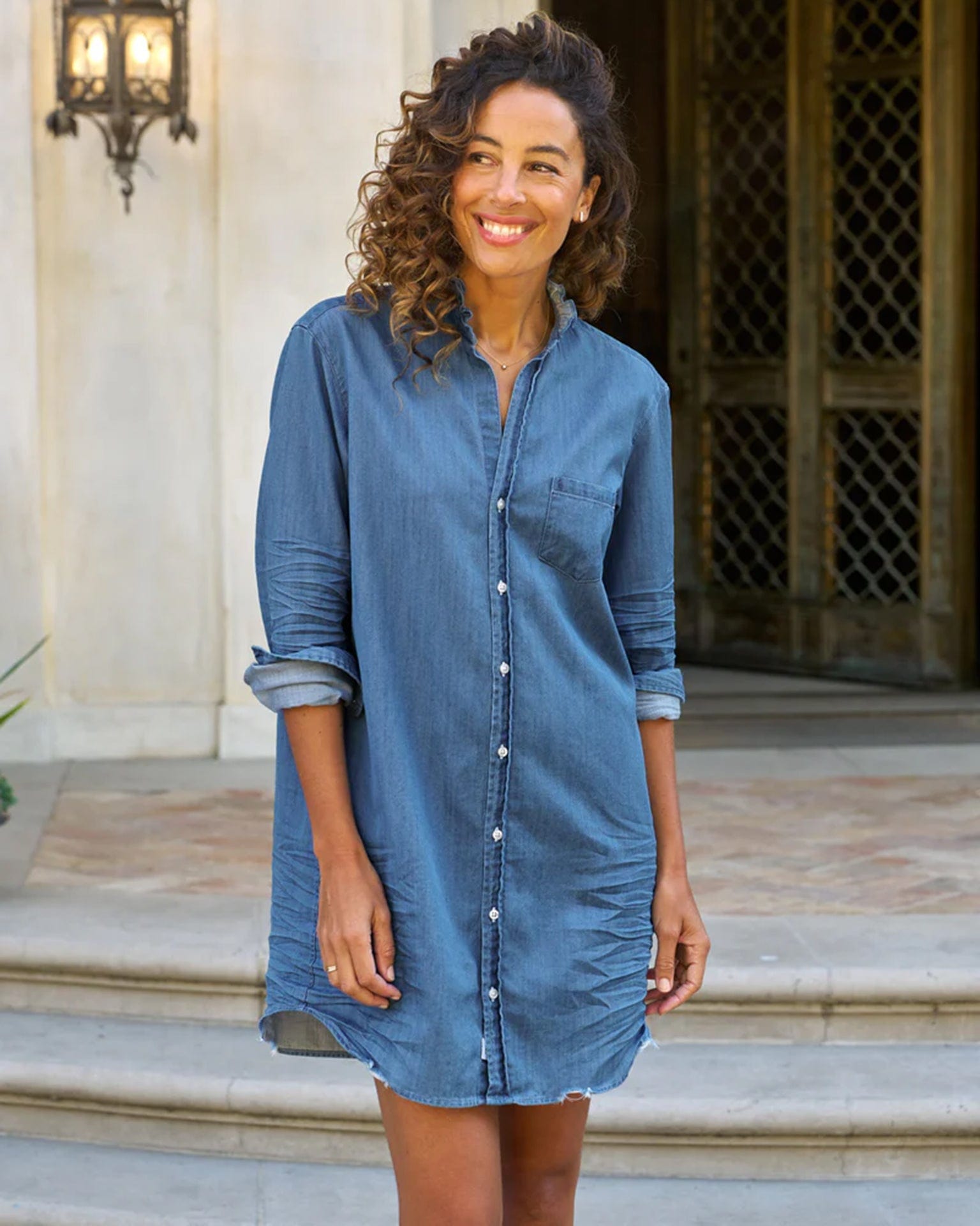 Frank & Eileen Mary Ruffle Vintage Stonewashed Indigo, Famous Denim Indigo XS Frank & Eileen Mary Ruffle Vintage Stonewashed Indigo, Famous Denim Indigo XS