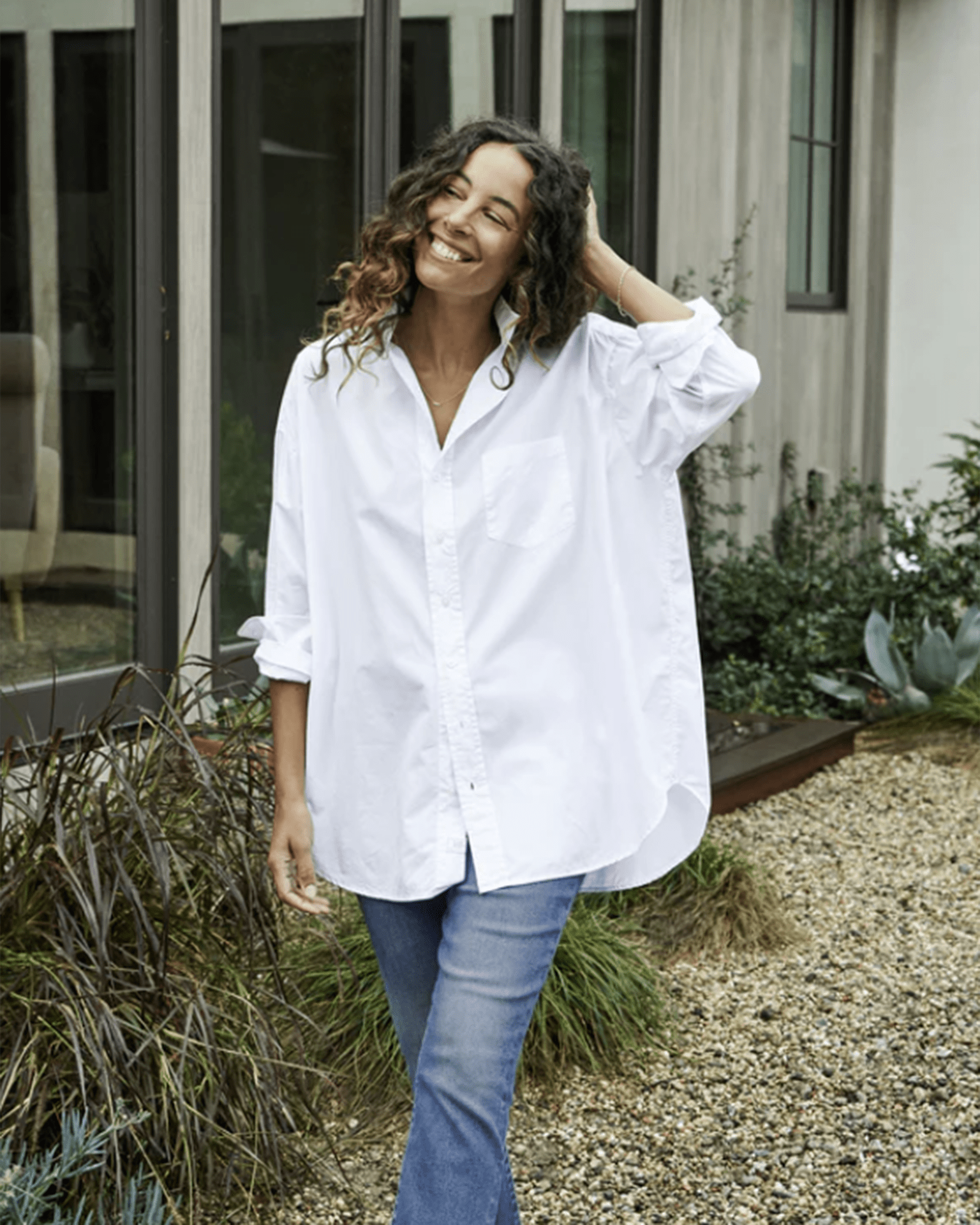 Frank & Eileen Shirley Oversized Button Up in White Everyday Poplin