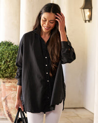 Frank & Eileen Shirley Oversized Button-Up Shirt in Blackout Denim