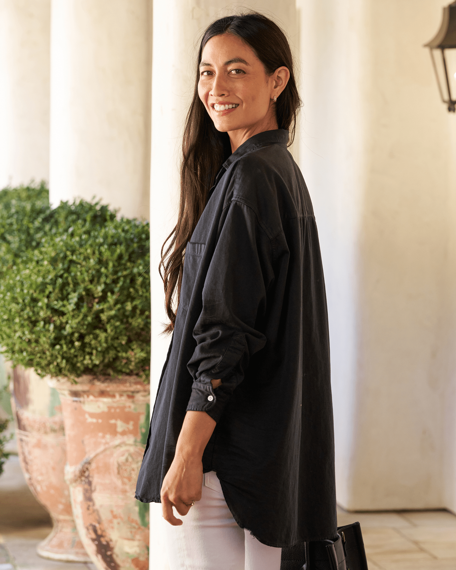 Frank & Eileen Shirley Oversized Button-Up Shirt in Blackout Denim