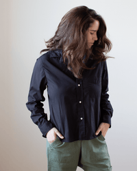 Frank & Eileen Silvio Untuckable Button Up in Sheer Black Stripe
