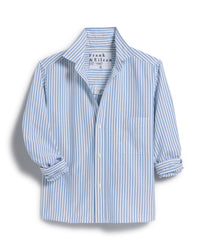 Frank & Eileen Silvio Untuckable Button Up in White, Blue Stripe