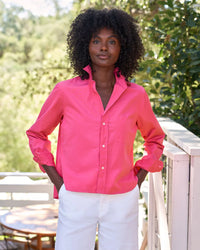 Frank & Eileen Silvio Untuckable Button-Up Shirt in Magenta 1 - Bliss Boutiques