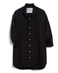 Frank & Eileen Victoria Collarless Button Up in Black w/ Black Bib