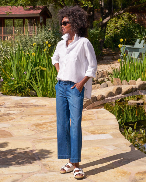 joie de vivreブルージーンズ Frank & Eileen Westport Wide Leg in 1984 Washed Blue Wash - Bliss