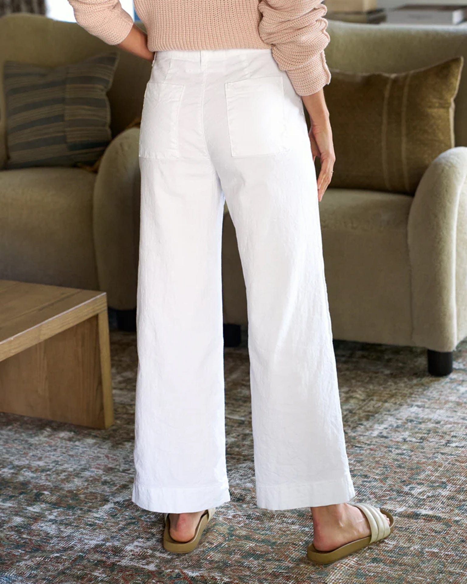 Frank & Eileen Wexford Wide-Leg Linen Pant in White Linen