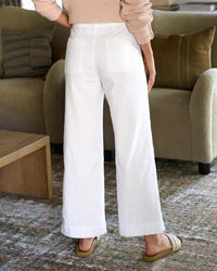 Frank & Eileen Wexford Wide-Leg Linen Pant in White Linen