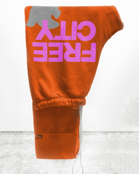 Free City Large 3/4 Sweatpants in Orange Machine