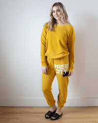 Free City Lucky Rabbits Sweatshirt in Yellow Plant