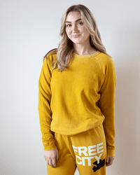 Free City Lucky Rabbits Sweatshirt in Yellow Plant