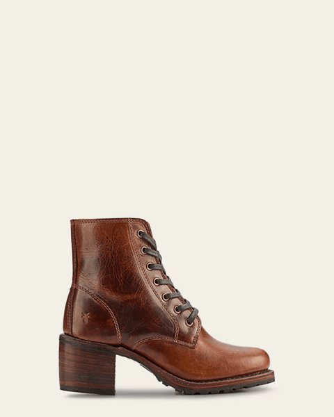 lace-up dress boots women's FRYE Sabrina 6G Lace Up in Cognac
