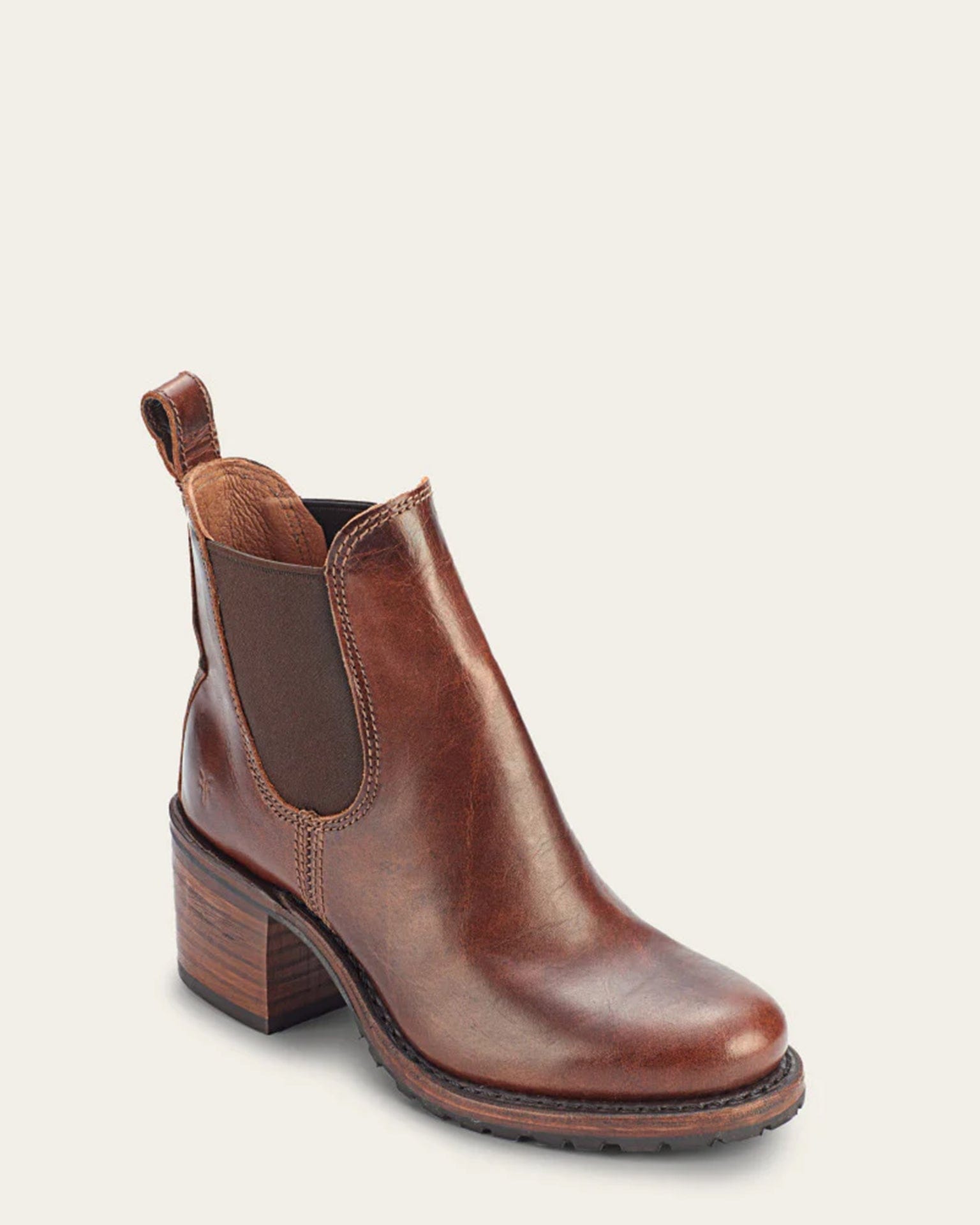 leather dress boots for women FRYE Sabrina Chelsea in Cognac