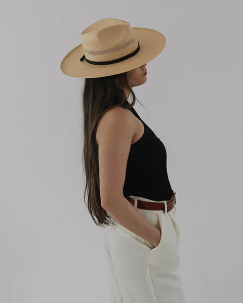 Gigi Pip Saguaro Wide Brim Fedora in Natural - Bliss Boutiques display picture 1