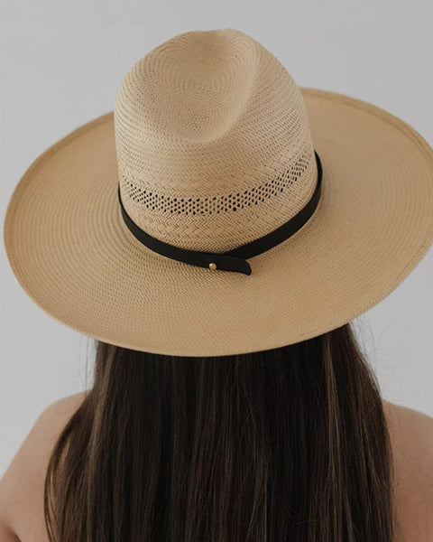Gigi Pip Saguaro Wide Brim Fedora in Natural - Bliss Boutiques display picture 2