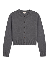 Hallie Cotton Cashmere Cardigan in Dark Heather Grey - Bliss Boutiques