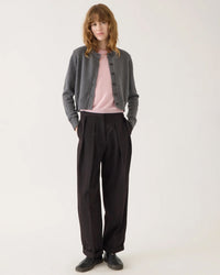 Hallie Cotton Cashmere Cardigan in Dark Heather Grey - Bliss Boutiques