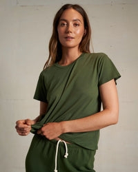 Harley Cotton S/S Boxy Crew Tee in Fern Green - Bliss Boutiques