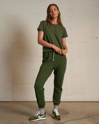 Harley Cotton S/S Boxy Crew Tee in Fern Green - Bliss Boutiques