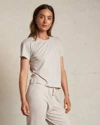 Harley Cotton S/S Boxy Crew Tee in Silver - Bliss Boutiques