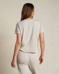 Harley Cotton S/S Boxy Crew Tee in Silver - Bliss Boutiques