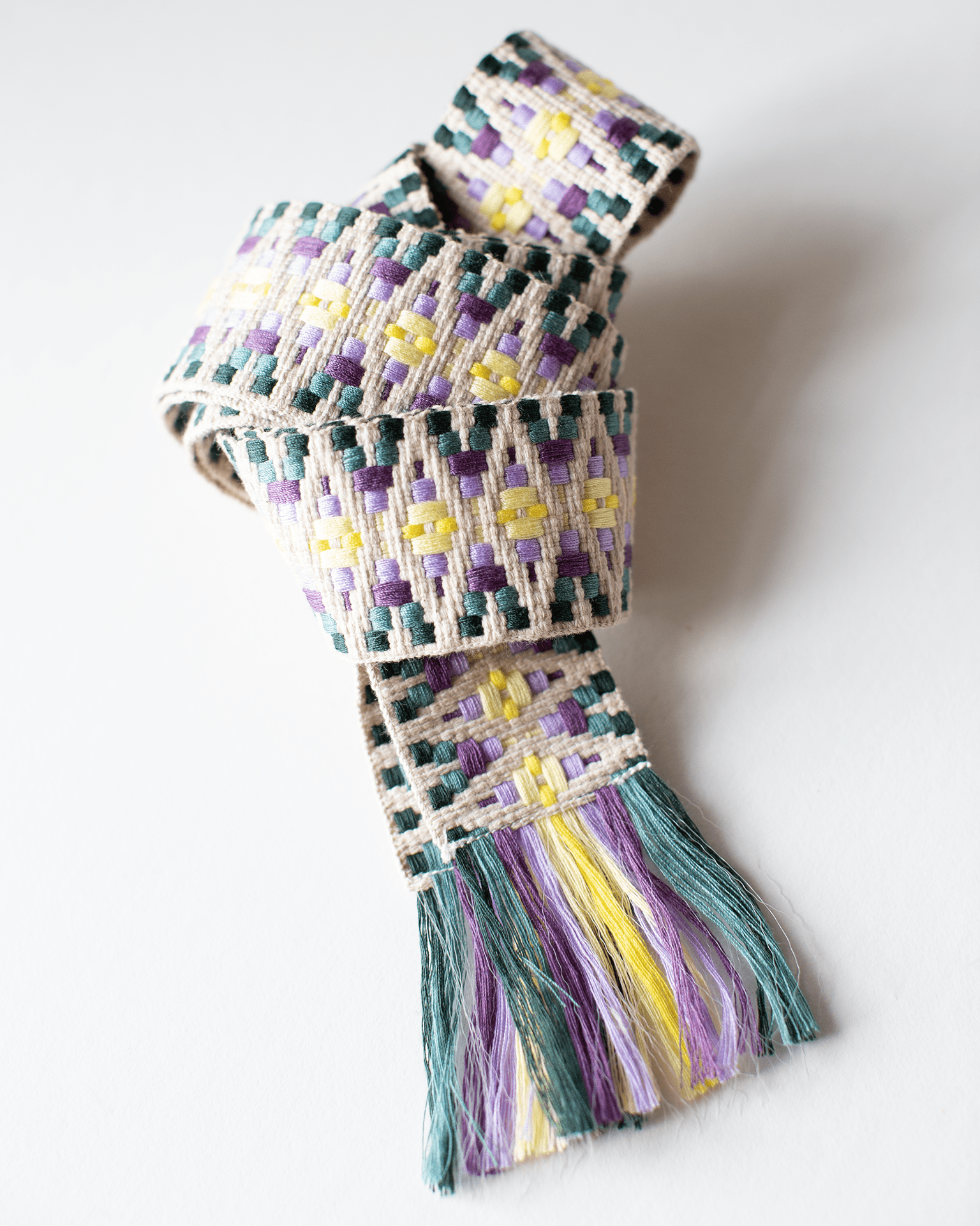 Hartford Alona Woven Belt in Yellow & Parma & Dark Green