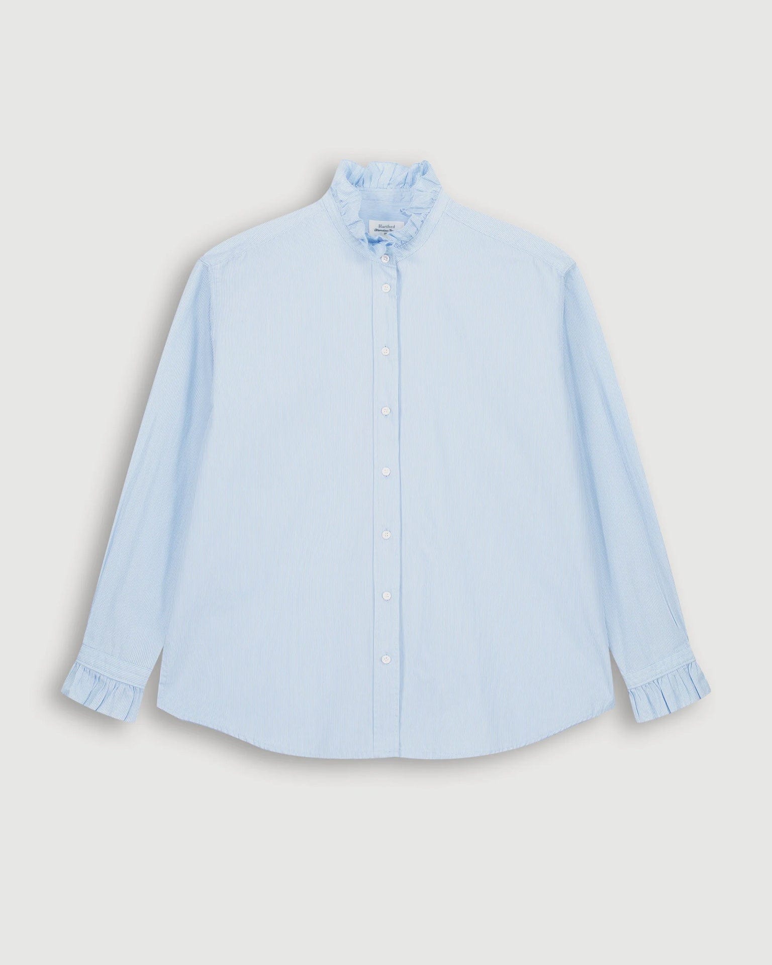Hartford Chana Ruffle Collar Blouse in Light Blue