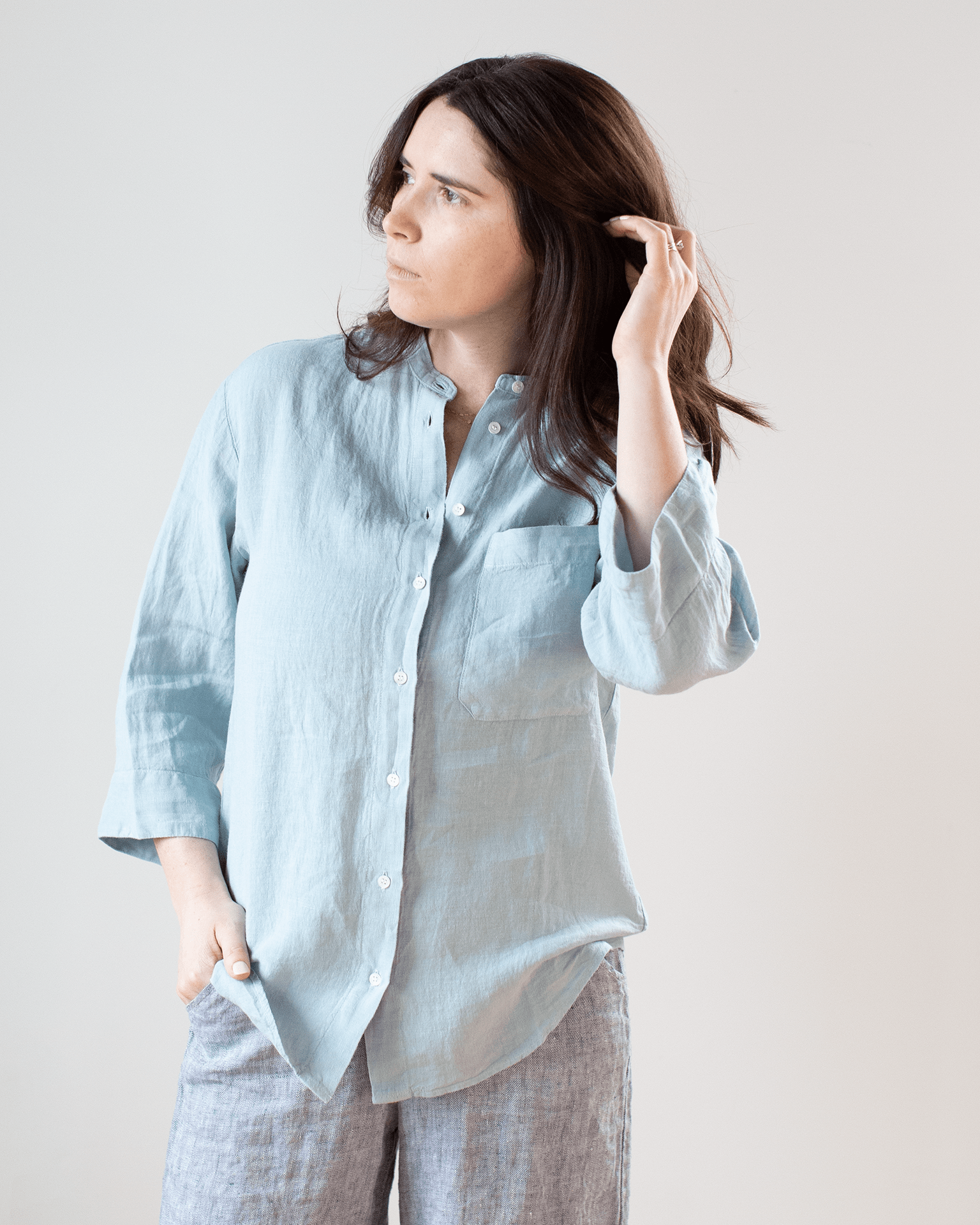 Hartford Cleo Pocket Top in Aqua