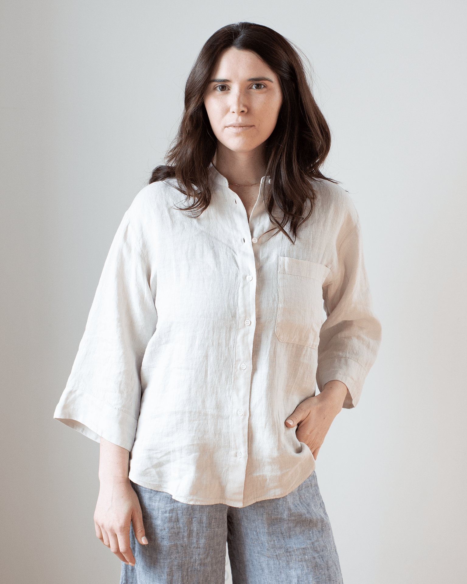 Hartford Cleo Pocket Top in Stone