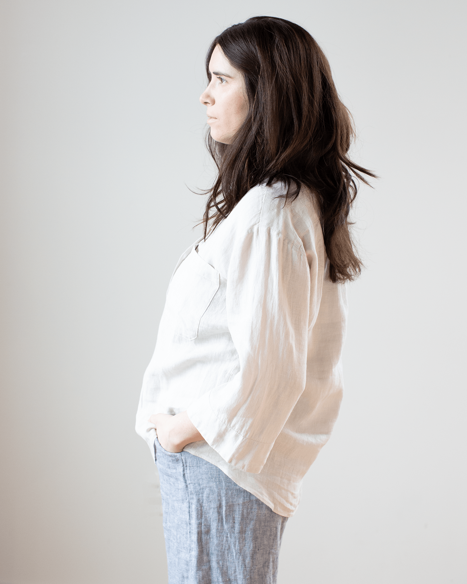 Hartford Cleo Pocket Top in Stone