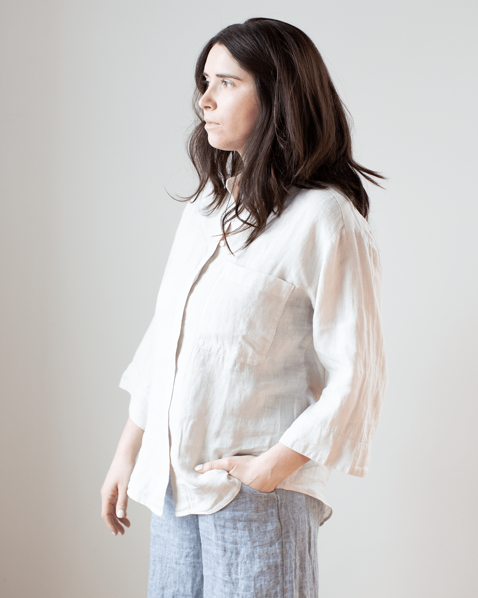 Hartford Cleo Pocket Top in Stone