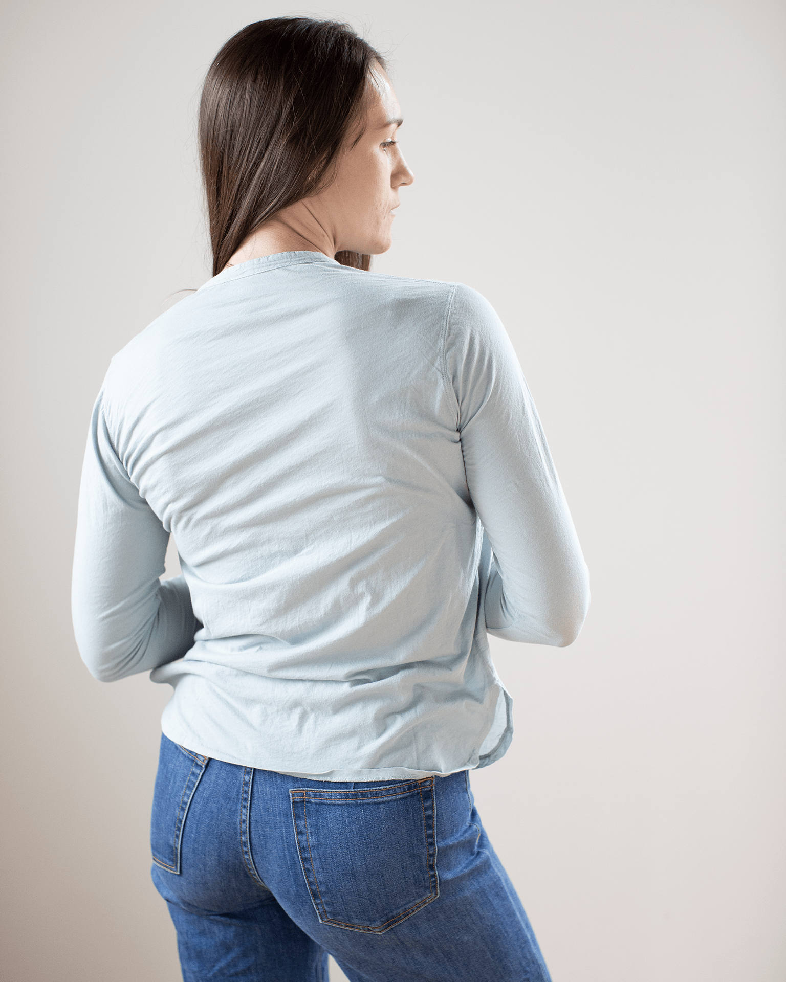 Hartford Taha No Collar Shirt in Aqua